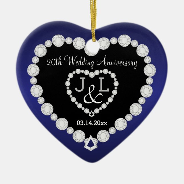 Jeglicher Hochzeitstag | Sapphire Blue | DIY Text Keramikornament (Vorne)