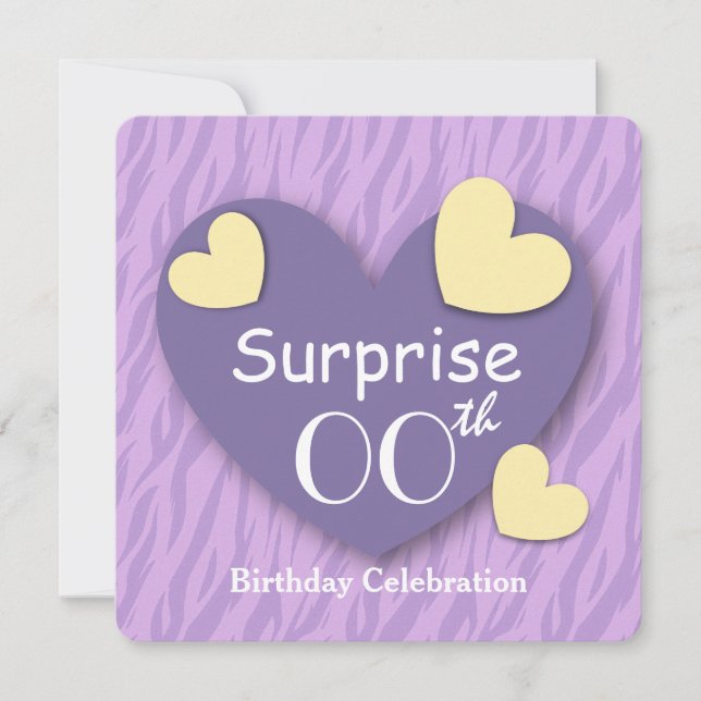 Jeglicher Jahresüberschuss Geburtstag Lila Zebra H Einladung (Vorderseite)