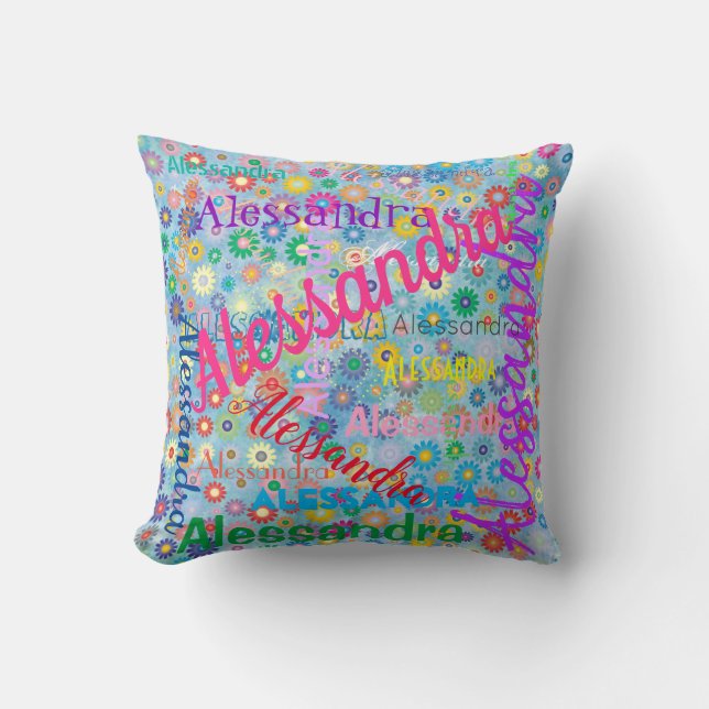 Jeglicher Name Collage Personalisiert Girly Throw  Kissen (Vorderseite)