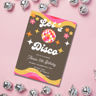 Jeglicher Retro Groovy 70er Lasst uns Geburtstag D Einladung