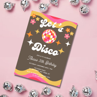Jeglicher Retro Groovy 70er Lasst uns Geburtstag D Einladung