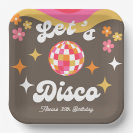 Jeglicher Retro Groovy 70er Lasst uns Geburtstag D Pappteller