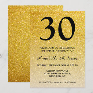 Jeglicher Schwarz-Gold-Glitzer Sparkle Ombre Gebur Einladung