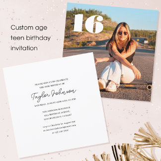 Jeglicher Tee zum Geburtstag Foto Minimalistisch w Einladung