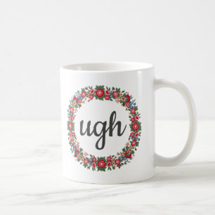 Jeglicher Text über Skript Niedliche florale Sarc Tasse