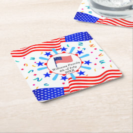 Jeglicher Text USA Flag Independence Day 4. Juli Rechteckiger Pappuntersetzer