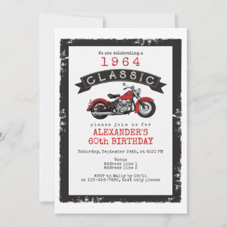 Jeglicher Vintager Motorradfahrer zum Geburtstag Einladung