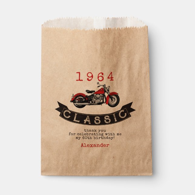 Jeglicher Vintager Motorradfahrer zum Geburtstag Geschenktütchen (Vorderseite)