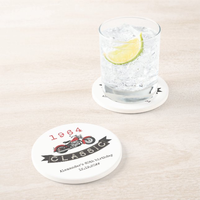 Jeglicher Vintager Motorradfahrer zum Geburtstag Getränkeuntersetzer (Seite)