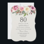 Jegliches Alter Elegant White Rose Floral 80. Gebu Einladung<br><div class="desc">Jegliche Alter elegante weiße Rose Blüte Geburtstag Einladung Siehe passende collectuib</div>