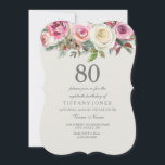 Jegliches Alter Elegant White Rose Floral 80. Gebu Einladung<br><div class="desc">Jegliche Alter elegante weiße Rose Blüte Geburtstag Einladung Siehe passende collectuib</div>