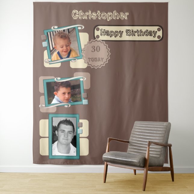 Jegliches Alter Fotos 30. braunes Party Hintergrun Wandteppich (Beispiel)