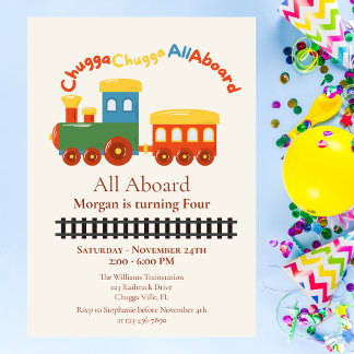 Jegliches Alter Geburtstag farbenfrohe Züge Chugga Einladung