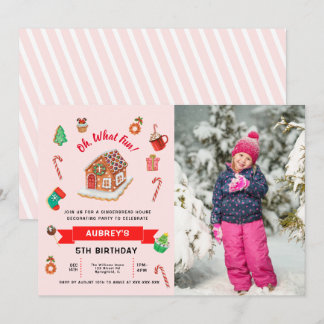 Jegliches Alter rosa Lebkuchen Weihnachten Geburts Einladung