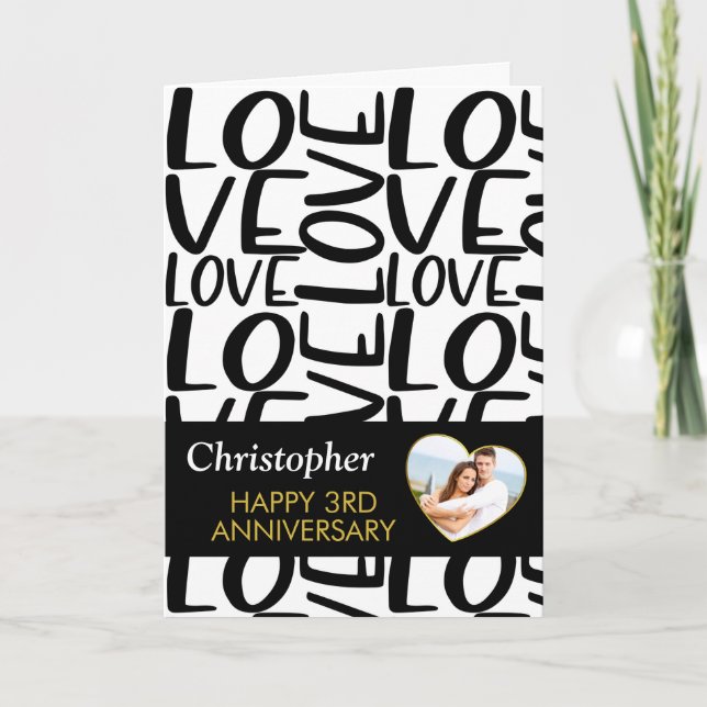 Jegliches Black Liebe Text Heart Foto Karte (Vorderseite)