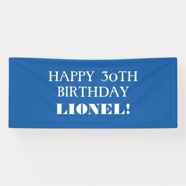 Jegliches Blue White Custom Happy Birthday Banner (Horizontal)