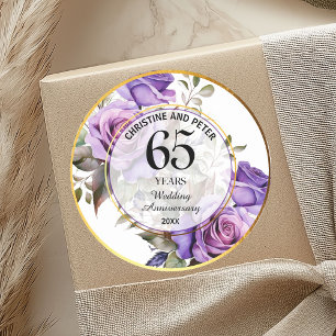 Jegliches HochzeitGold Frame Lila Rose Jahrestag Runder Aufkleber