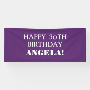 Jegliches Lila White Custom Happy Birthday Banner