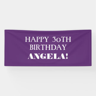 Jegliches Lila White Custom Happy Birthday Banner