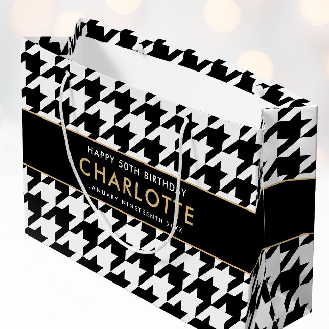 Jegliches Schwarz-weißes großes Hahnentrittmuster  Große Geschenktüte (Von Creator hochgeladen)