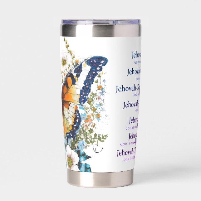 Jehovah ernennt Schmetterling Thermobecher (Vorderseite)