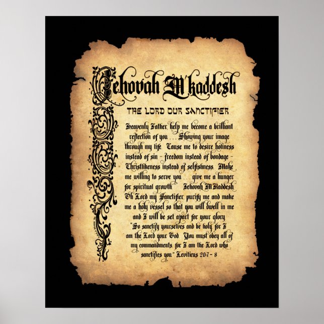 Jehovah M'Kaddesh, Lord Sanctifier: Namen Gottes Poster (Vorne)