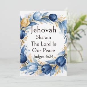 Jehovah Shalom, Blaue Gold-Tulpen-Kranz Whimsical Einladung