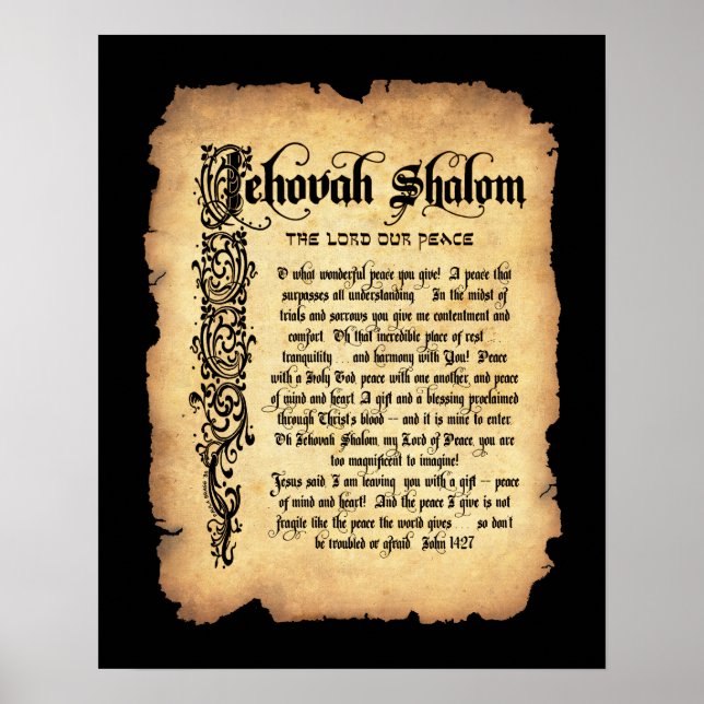 Jehovah Shalom, Lord our Peace: Namen Gottes Poster (Vorne)