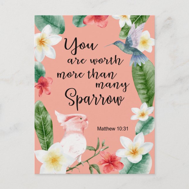 Jehovah Witness JW Ermutigung Matthew 10:31 Postkarte (Vorderseite)