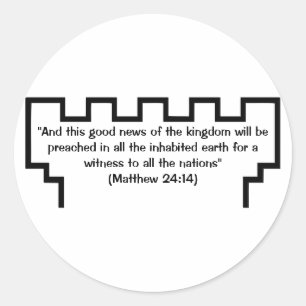 Jehovas Witness Watchtower Matthew 24:14 Sticker