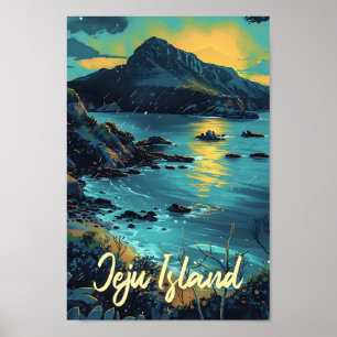 Jeju Island Südkorea Kunstreise zur Illustration Poster
