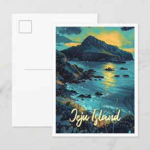 Jeju Island Südkorea Kunstreise zur Illustration Postkarte