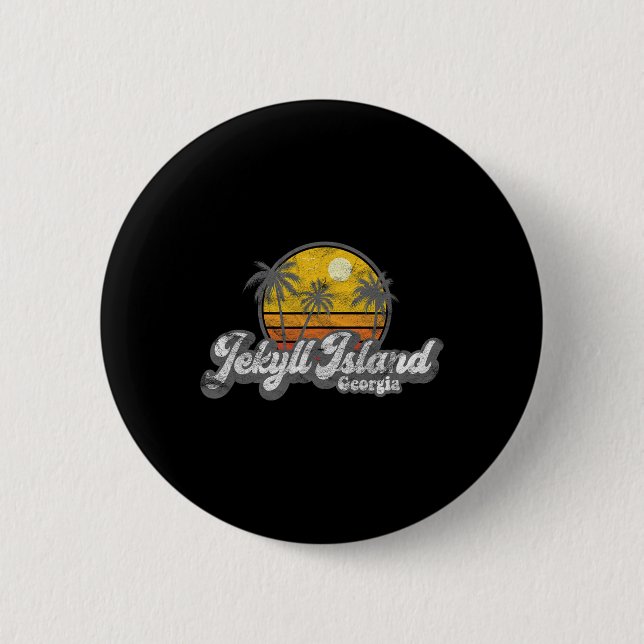 Jekyll Island Ga 70er Retro-Angeln Bootfahren Stra Button (Vorderseite)