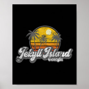 Jekyll Island Ga 70er Retro-Angeln Bootfahren Stra Poster