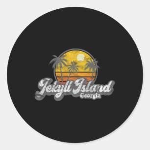 Jekyll Island Ga 70er Retro-Angeln Bootfahren Stra Runder Aufkleber