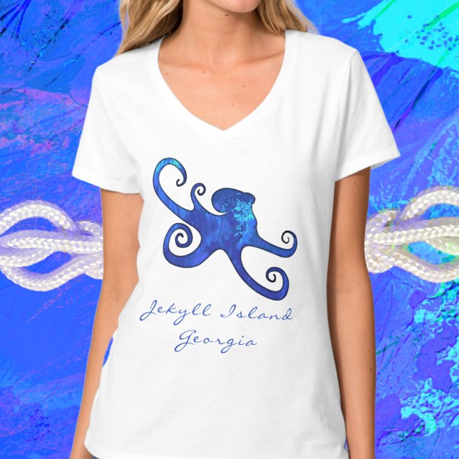 Jekyll Island GA Ocean Blue Octopus T-Shirt (Von Creator hochgeladen)