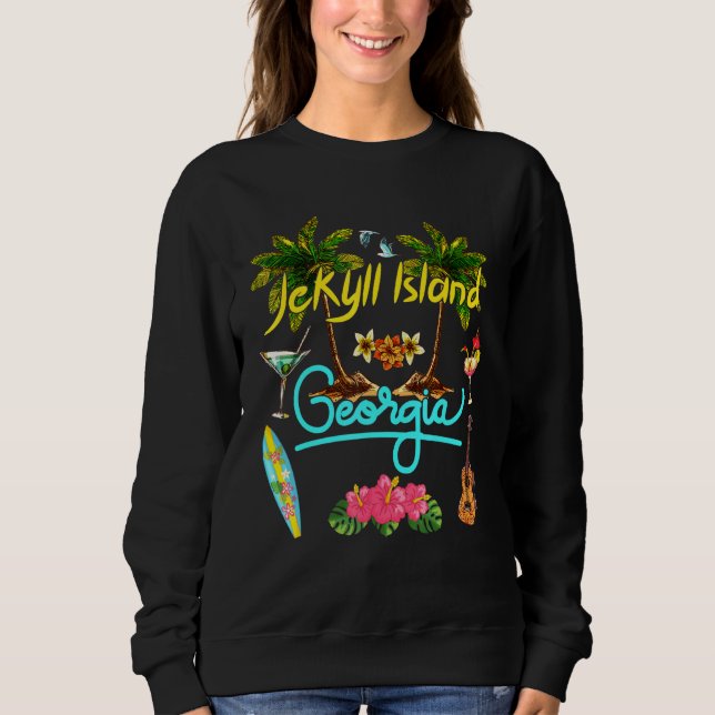 Jekyll Island Georgia Beach Summer Palm Sun Set Pa Sweatshirt (Vorderseite)
