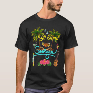 Jekyll Island Georgia Beach Summer Palm Sun Set Pa T-Shirt