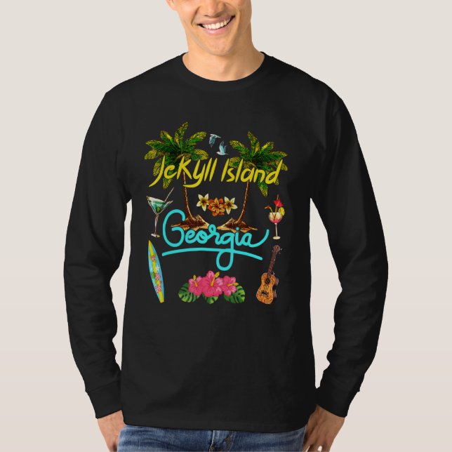 Jekyll Island Georgia Beach Summer Palm Sun Set Pa T-Shirt (Vorderseite)