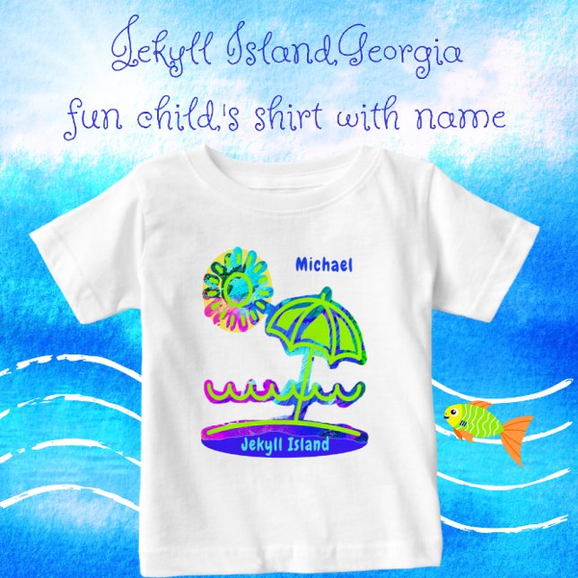 Jekyll Island Georgia Beach Umbrella Sun and Waves Baby T-shirt (Von Creator hochgeladen)