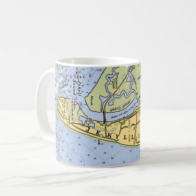 Jekyll Island Georgia Coast Map Mug Kaffeetasse (Vorderseite Links)