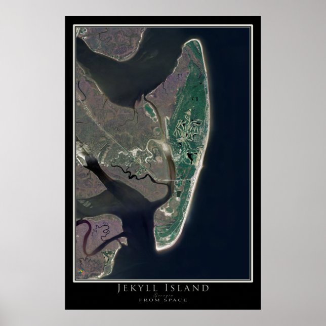Jekyll Island Georgia From Space Satellite Map Poster (Vorne)