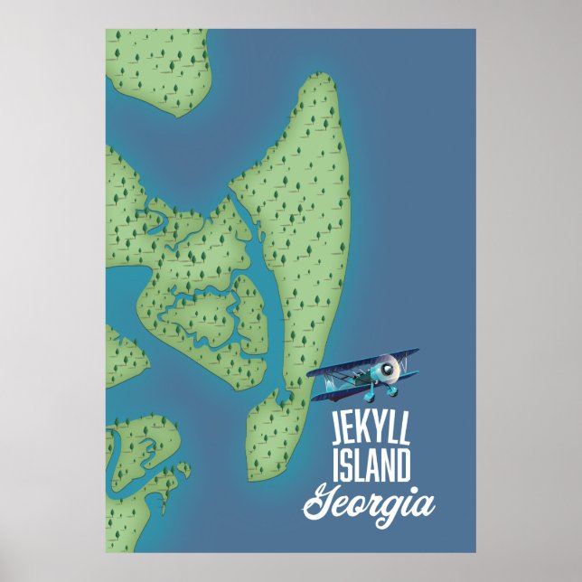 Jekyll Island Georgia USA Karte Poster (Vorne)
