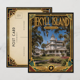 Jekyll Island Georgia Vintage Art Deco Goldenes Ze Postkarte