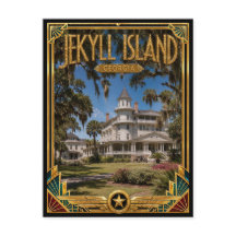 Jekyll Island Georgia Vintage Art Deco Goldenes Ze