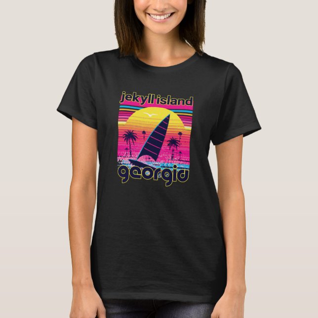 Jekyll Island Retro 80s Style Souvenir Beach T-Shirt (Vorderseite)
