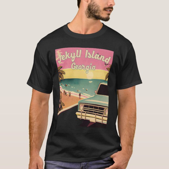 Jekyll Island Retro Beach Vacation Souvenir Georgi T-Shirt (Vorderseite)