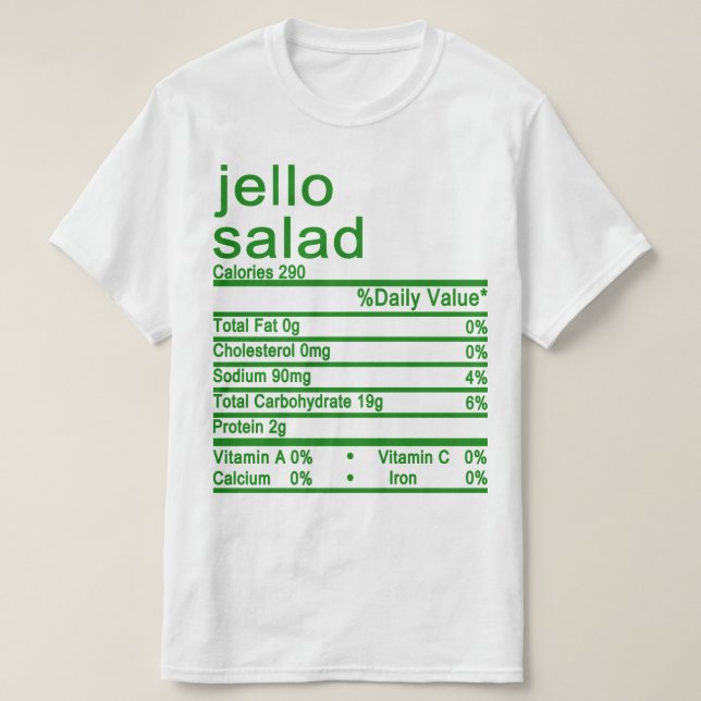 Jello Salad Nutrition Facts Label T-Shirt (Design vorne)
