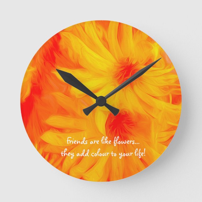 JELLOW BLUME ABSTRACT DESIGN RUNDE ACRYLIC CLOCK WANDUHR (Vorderseite)