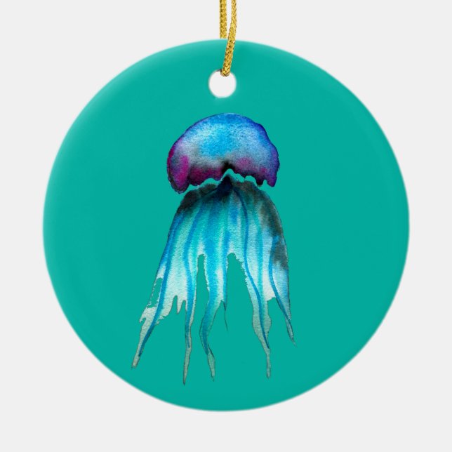 Jelly Aquarell farbenfroh, modern im Wasser Keramik Ornament (Vorne)